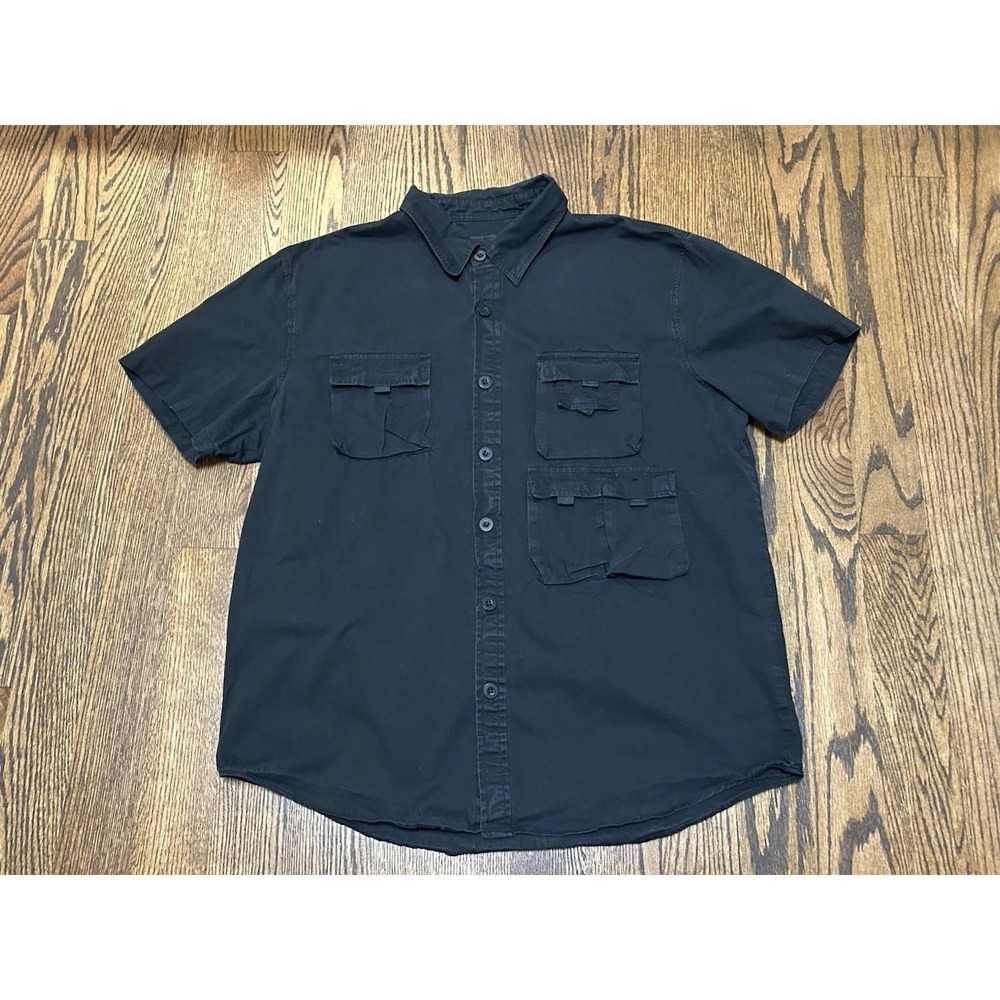 American Stitch Mens Button Up Black Size 4XL